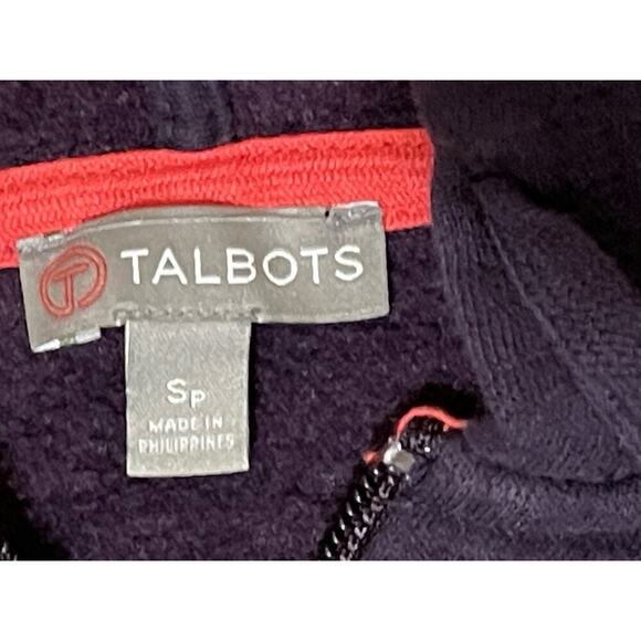 Talbots Women's Full Zip Sweatshirt Hooded Dark Purple Cotton Blend Small Cozy - Picture 2 of 6